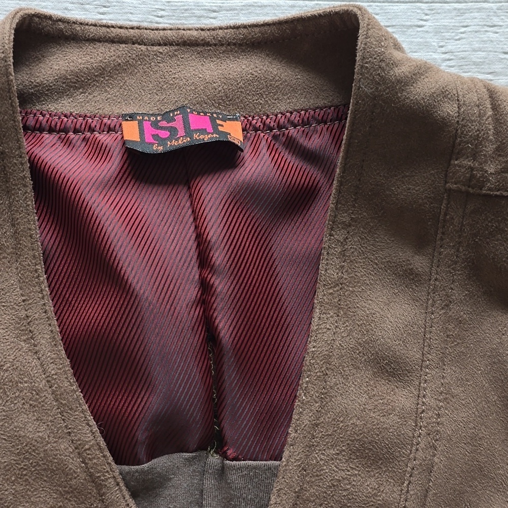 Isle by Melis Kozan Faux Suede Open Jacket Women's Size XS (AS IS) - Picture 8 of 16